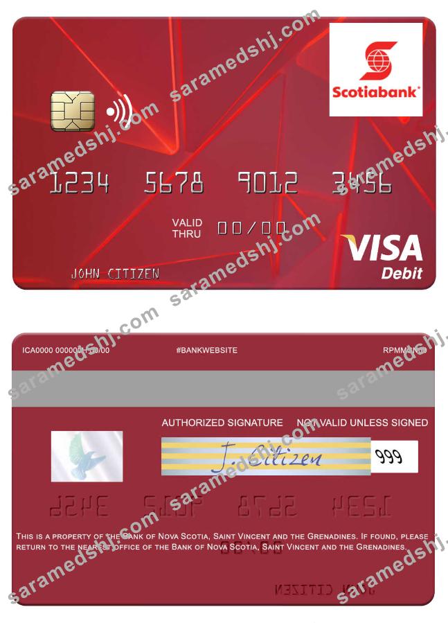 Saint Vincent and the Grenadines Bank of Nova Scotia visa debit card